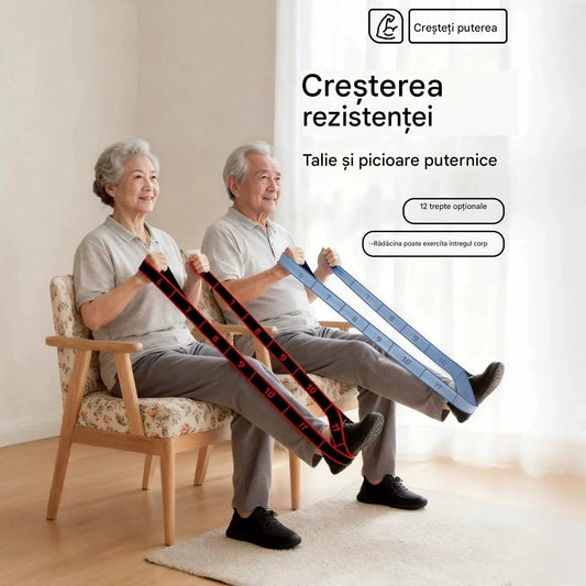 Cauciune de rezistență pentru dezvoltarea mușchilor, întinderea picioarelor și cauciune elastică pentru persoane de vârstă medie și înaintată.