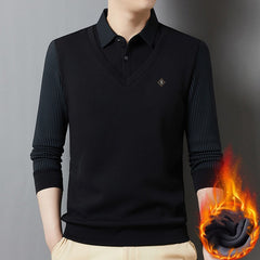 🔥👔【M-4XL】Pulover călduros pentru bărbați, din cașmir de înaltă calitate, cu design în stil „două în unu”