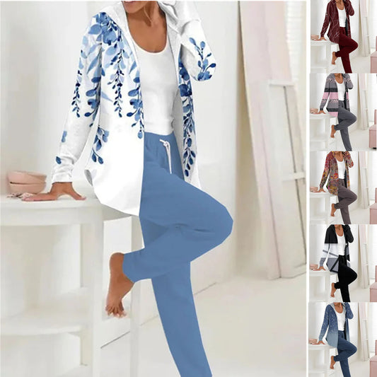 【🏆️Bestseller】🔥 Set nou casual două piese, model toamnă-iarnă (mânecă lungă + pantaloni lungi)