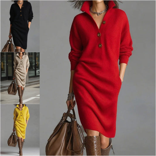 🔥【S-3XL】 Rochia nouă cu nasturi și guler