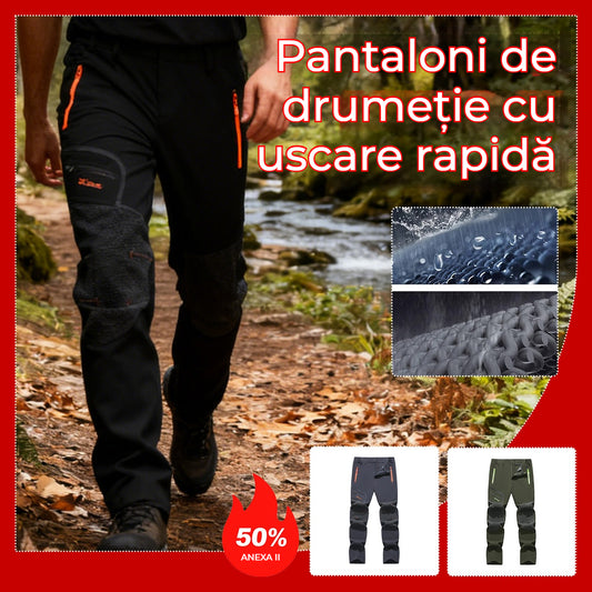 🔥🔥【vânzător de succes】Pantaloni de drumeție Softshell pentru bărbați, toamnă/iarnă - uscare rapidă, elastici, respirabili, rezistenți la vânt