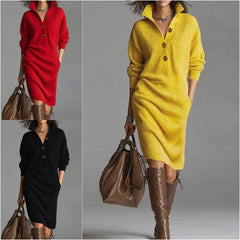 🔥【S-3XL】 Rochia nouă cu nasturi și guler