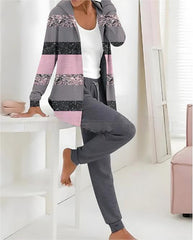 【🏆️Bestseller】🔥 Set nou casual două piese, model toamnă-iarnă (mânecă lungă + pantaloni lungi)