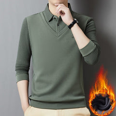 🔥👔【M-4XL】Pulover călduros pentru bărbați, din cașmir de înaltă calitate, cu design în stil „două în unu”