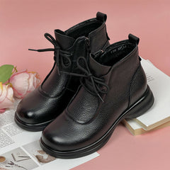 💥50% ОТСТЪПКА🔥Мартински ботуши с нисък ток от истинска кожа с топла подплата