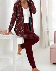 【🏆️Bestseller】🔥 Set nou casual două piese, model toamnă-iarnă (mânecă lungă + pantaloni lungi)