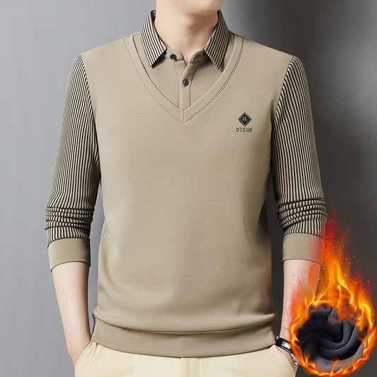 🔥👔【M-4XL】Pulover călduros pentru bărbați, din cașmir de înaltă calitate, cu design în stil „două în unu”