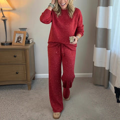 📢📢50% reducere! 🎅 Set din două piese pentru femei: pulover cu paiete + pantaloni cu paiete