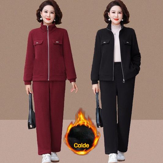 🔴【Reduceri la produse noi】💥【M-4XL】Costum casual de damă din catifea și îngroșat (sacou + pantaloni)