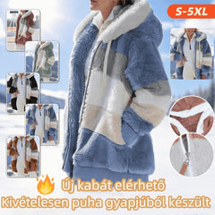 🔥Ofertă limitată, beneficiază de o reducere de 50%!💥☃️❄️Jachetă nouă din fleece groasă pentru femei, cu design în dungi și blocuri de culoare