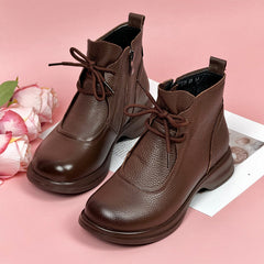 💥50% ОТСТЪПКА🔥Мартински ботуши с нисък ток от истинска кожа с топла подплата