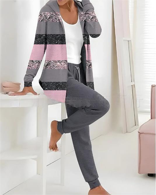 【🏆️Bestseller】🔥 Set nou casual două piese, model toamnă-iarnă (mânecă lungă + pantaloni lungi)