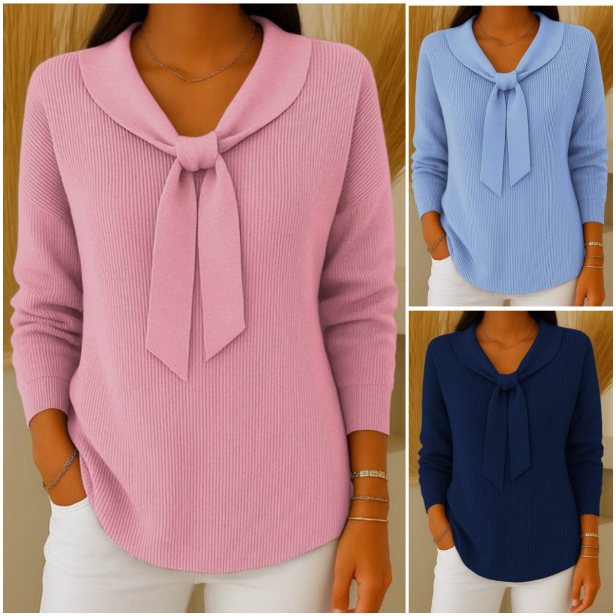 【S-2XL】Bluză damă cu mâneci lungi, monocromă, cu cordon, casual și lejeră