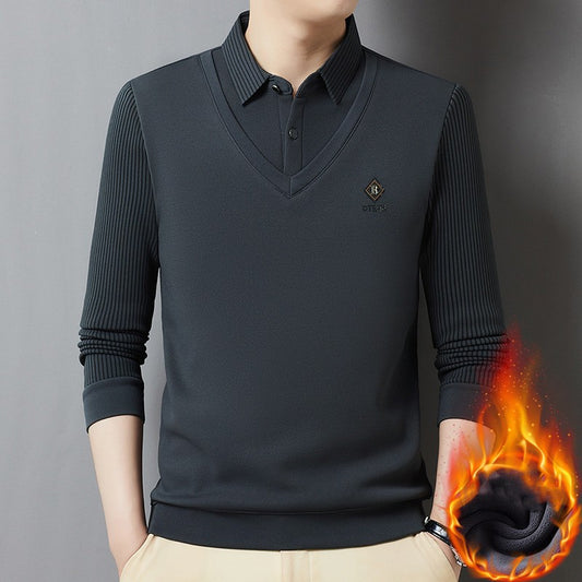 🔥👔【M-4XL】Pulover călduros pentru bărbați, din cașmir de înaltă calitate, cu design în stil „două în unu”