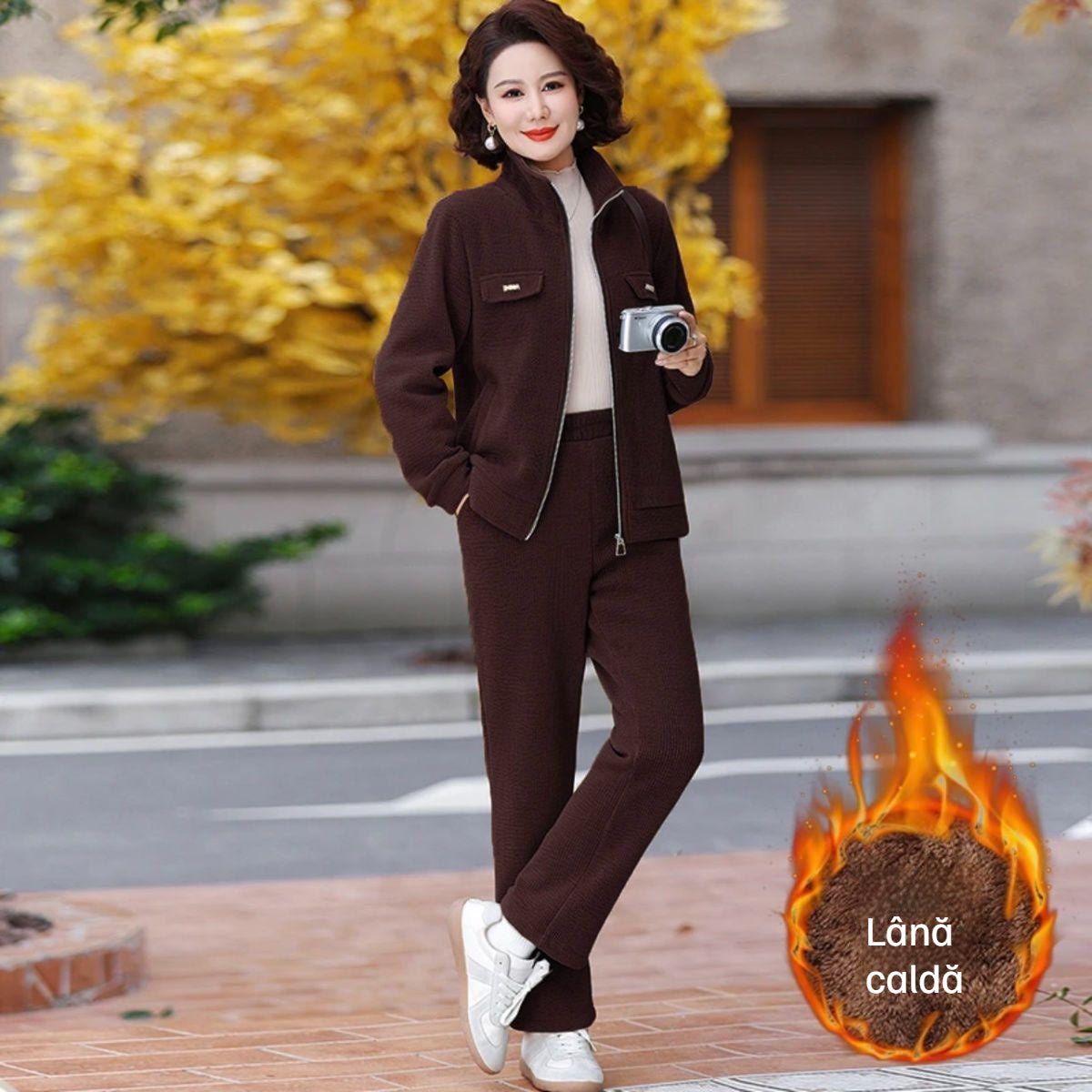 🔴【Reduceri la produse noi】💥【M-4XL】Costum casual de damă din catifea și îngroșat (sacou + pantaloni)