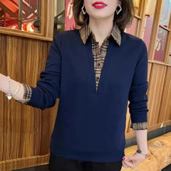 🍂🍁Cămașă falsă din două piese, cu cusături în carouri, la modă nouă de toamnă